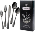 VANDBAO Black Flatware Cutlery Silverware Set 20 Pieces Stainless Steel Colorful Utensils Tableware Set Service for 4 Include Knife/Fork/Spoon Reusable Mirror Polished Dishwasher Safe