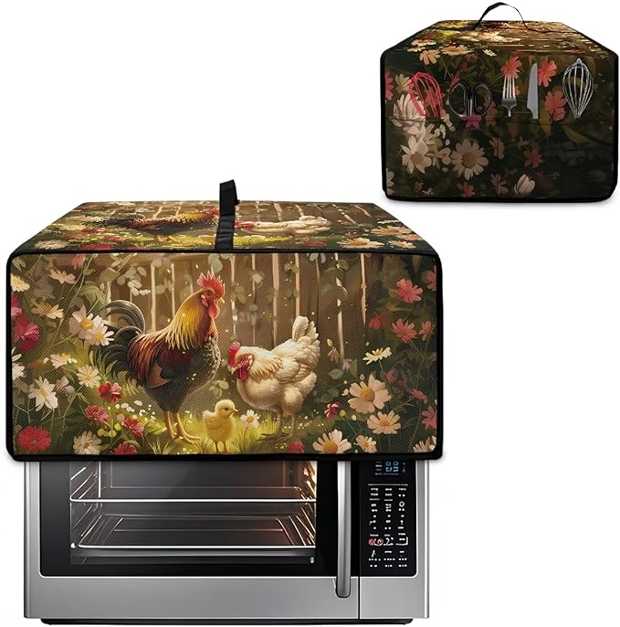 Doojoayie Kitchen Toaster Dust Cover Compatible with 6 Slice Toaster Dust Protection Cover Rooster Print Kitchen Decoration Small Appliance Protector