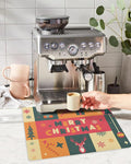 Coffee Mat Coffee Bar Mat for Countertops Merry Christmas Xmas Tree Ball Elk Snowflake Gifts Absorbent Coffee Maker Mat Rubber Backed Dish Drying Mat for Coffee Espresso Machine Coffee Maker 16x24
