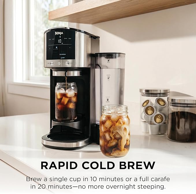 Ninja DualBrew Coffee Maker | Brew Coffee Grounds &amp Pods | Brew Classic Rich Over Ice &amp Cold Brew | Brew Single-Serve Cup to Full 12-Cup Carafe | Stainless Steel | GP161