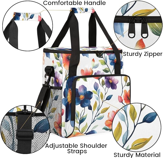 Enchanting Flowers Coffee Maker Carrying Bag Portable Travel Storage Tote Bag Compatible with K-Mini or K-Mini Plus Single Serve Coffee Brewer Carrying Case with Multiple Pockets &amp Shoulder Stra