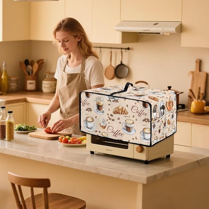 Coffee Cake Toaster Oven Air Fryer Cover Heat-Resistant Waterproof Dust-proof Protective Covers Compatible with Smart Oven Air Fryer Smart Oven for Parties &amp Gatherings