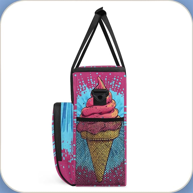Ice Cream Coffee Maker Travel Bag Pink Insulated Grocery Bag Travel Picnic Leakproof Cooler Bags With Shoulder Strap