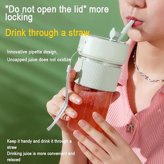 Small Portable Blender With Straw Electric Juicer Fruit Mixers Rechargeable Blender Small Juicer For Indoor Outdoor Portable Electric Juicer