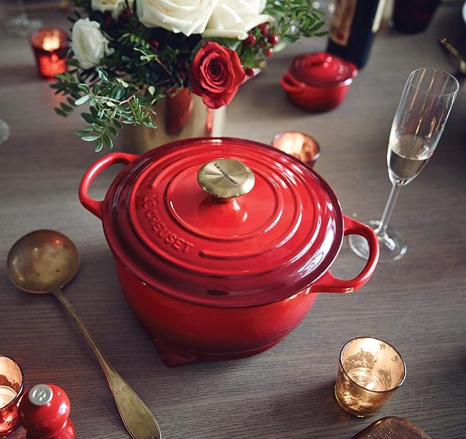 Le Creuset 5 Piece Enameled Cast-Iron SS Knob Condo Cookware Set (Cerise)