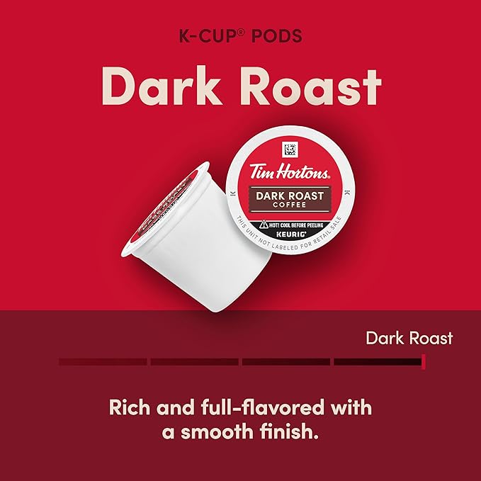 Tim Hortons Dark Roast Coffee Single-Serve K-Cup Pods Compatible with Keurig Brewers 32ct K-CupsRed