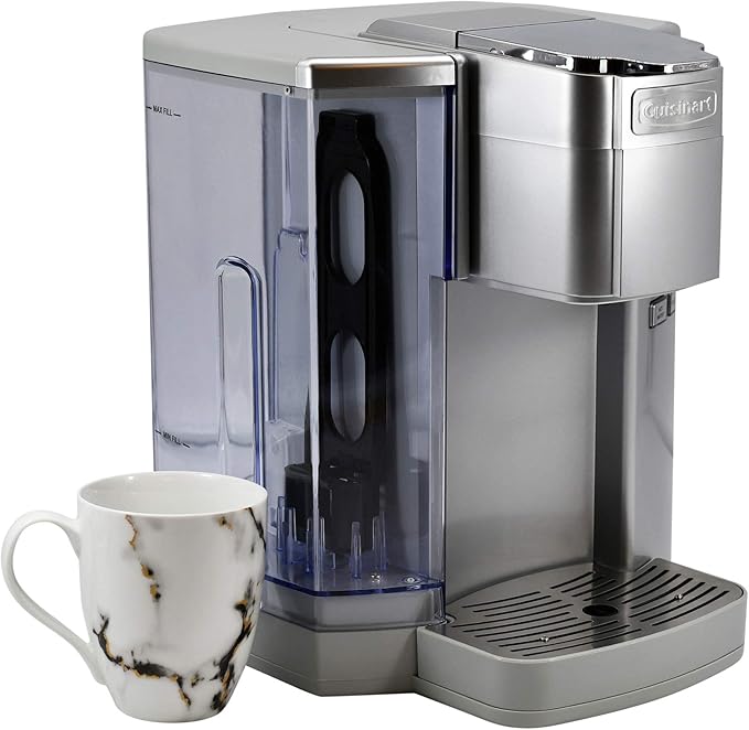 Cuisinart Coffee Maker Single Serve 72-Ounce Reservoir Coffee Machine Programmable Brewing &amp Hot Water Dispenser Stainless Steel Cool Grey