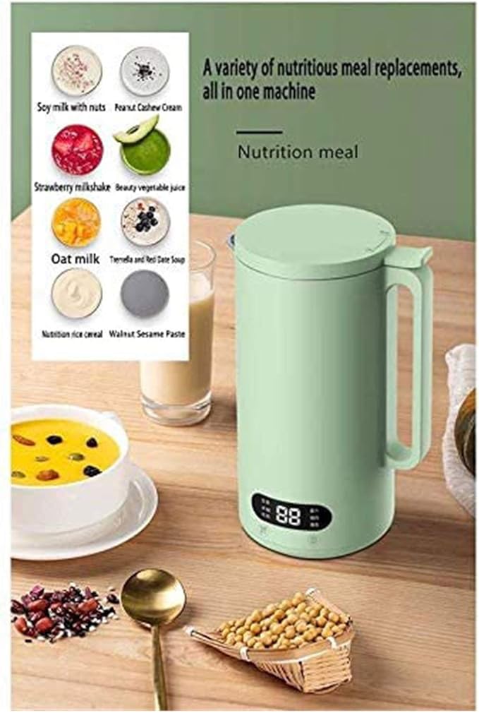 350ML Automatic Hot Soy Milk (Almond Rice) Soup Porridge Cold Juice Maker - 2 Layer Stainless Steel (Color : B)