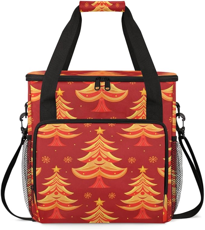 Christmas Festivals Coffee Maker Carrying Bag Watercolor Tree Travel Storage Bag Compatible with K-Mini or K-Mini Plus Single Serve Coffee Brewer Carrying Case with Multiple Pockets &amp Shoulder S