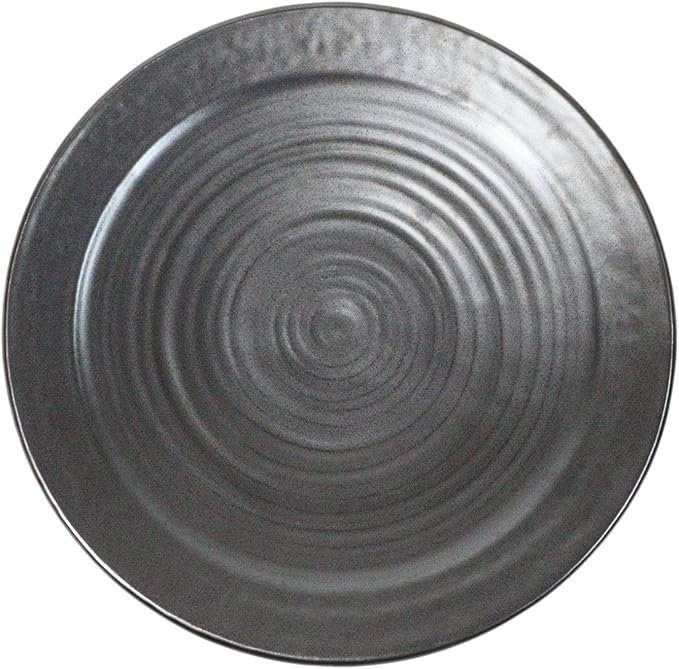 Ebros Gift Iron Black Clay Underglaze Technique Tetsu Kesho Porcelain Dinnerware Kitchen Set Asian Japanese Restaurant Supply (Pack Of 5 Large Round Dinner Plates 10 D)