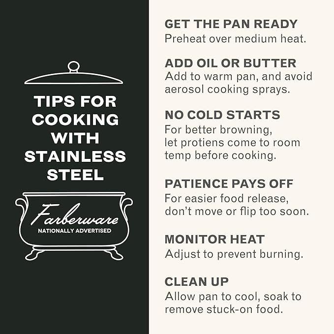 Farberware Classic Series Anniversary Edition Stainless Steel Cookware Set and Lids Induction Ready Dishwasher Safe 8 Piece Pots and Pans Metal Utensil Safe - Stainless Steel