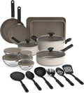bella 21 Piece Kitchen Set with EverGood™ Ceramic Nonstick Coating Dishwasher &amp Oven Safe All Stovetops Compatible Tempered Glass Lids &amp Cool Touch Handles Oatmilk