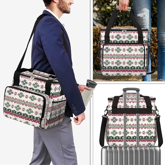 Christmas (589) Coffee Maker Carring Bag Travel Carrying Storage Tote Bag Compatible with Keurig K-Mini or K-Mini Plus Portable Single Serve Coffee Brewer Case with Pockets for K-cup Pods