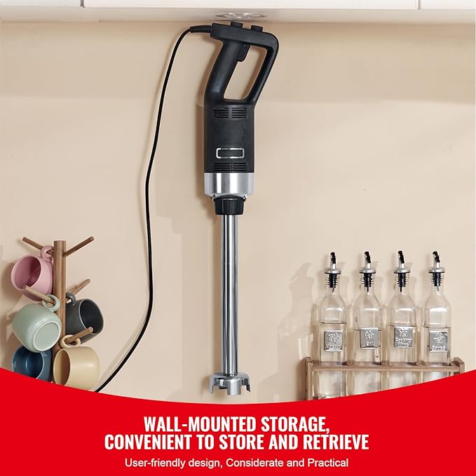 Happybuy Commercial Immersion Blender 500W Heavy Duty Hand Mixer Variable Speed Stick Mixer with 304 Stainless Steel Blade Versatile for Soup Smoothies Purees Baby Food