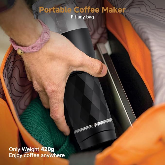 Portable Coffee Maker Lightweight Manual Portable Espresso Machine with 13-18 Bar Pressure Fit for Office Camping Travel Black