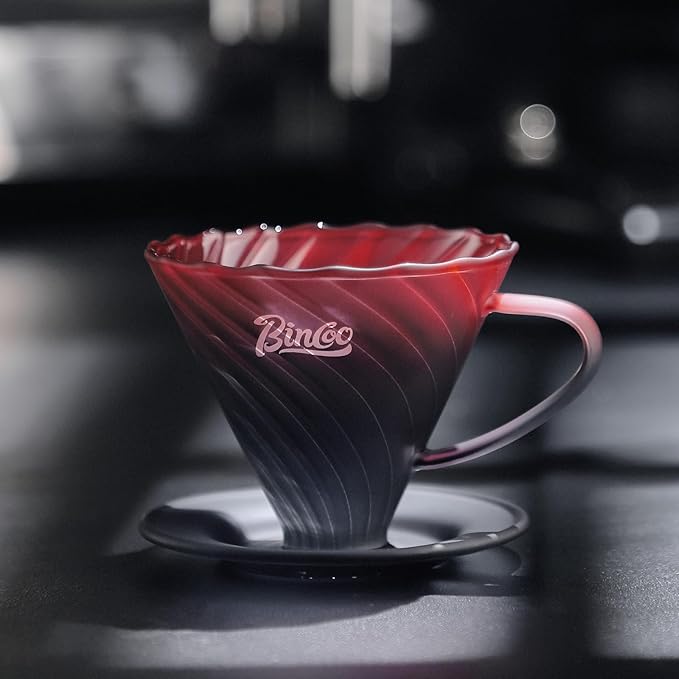 Bincoo Coffee Dripper V01Resuable Pour Over Coffee Maker With Handle-Single Coffee Filter Cone Drip Holder Slow Brewing Accessories for Home Cafe Restaurants (Blackberries)