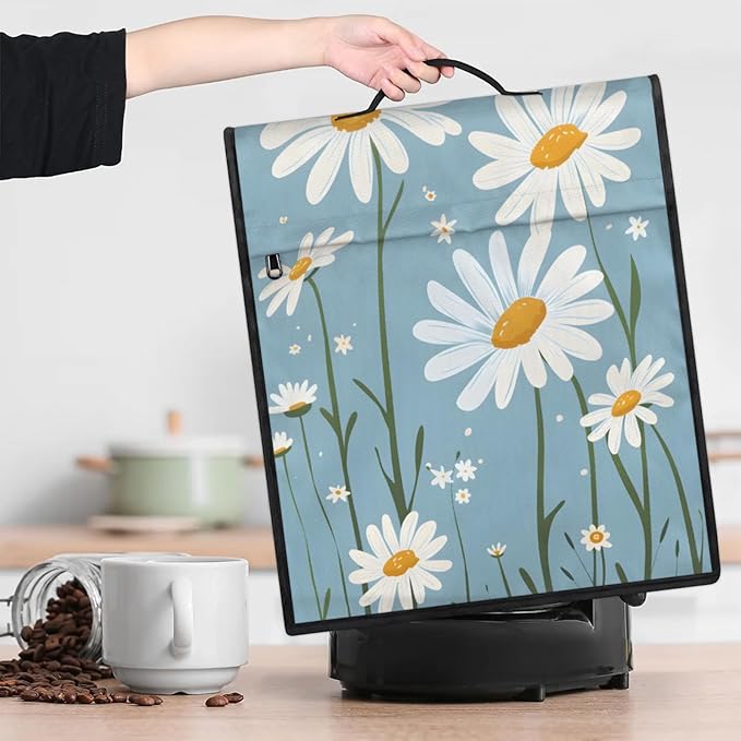 cfpolar Kitchen Aid Mixer Cover Compatible with 6-8 Quarts White Daisy Flower Plant Stand Mixer Cover Kitchen Aid Mixers Accessories Appliance Organizer Bag Dust Covers with Zipper Pocket