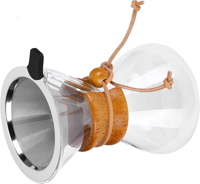 Atyhao Coffee Maker High-Temperature Glass Coffee Drip Brewing Pot with Stainless Steel Filter(400ml)