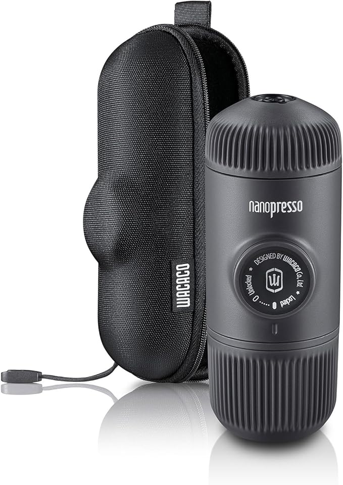Wacaco Nanopresso Portable Espresso Maker bundled with Nanopresso Protective Case Upgrade Version of Minipresso 18 Bar Pressure Extra Small Travel Coffee Maker Manually Operated