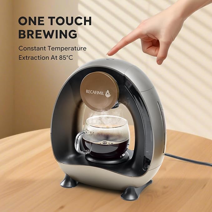 MINI Q 2-in-1 Single Serve Coffee Maker - Brew K-Cups or Ground Coffee (4-8 oz) - Compact Americano Coffee Brewer with Reusable Filter (Grey)
