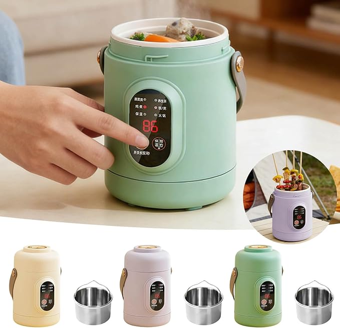 Multifunctional Health Pot 500W Portable Mini Electric Cooker with Ceramic Glaze Inner &amp Steamer Rapid Noodles Cooker Stainless Steel Electric Pot for Dorm Office Travel (Purple)