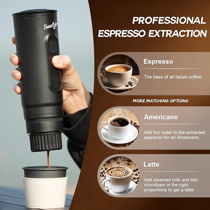 H02 PRO Portable Espresso Maker Electric Coffee Machine for Travel 20Bar Small Mini Coffee Maker with Self-Heating Espresso Machine Fits Ground Coffee &amp NS Capsule for Camping Hiking
