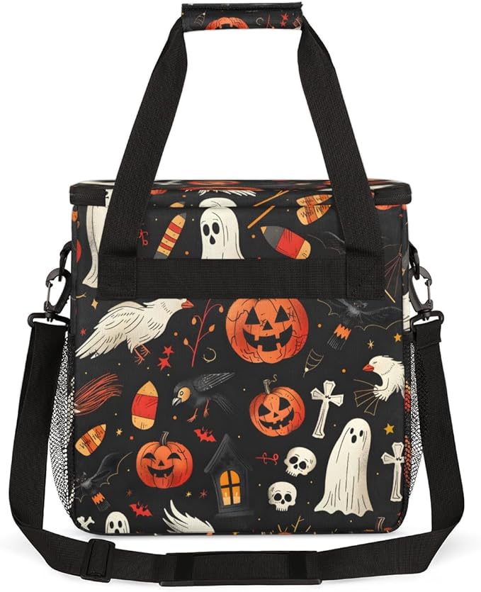 Gothic Pumpkin Coffee Maker Carrying Bag Graffiti Pumpkin Travel Storage Bag Compatible with K-Mini or K-Mini Plus Single Serve Coffee Brewer Carrying Case with Multiple Pockets &amp Shoulder Strap