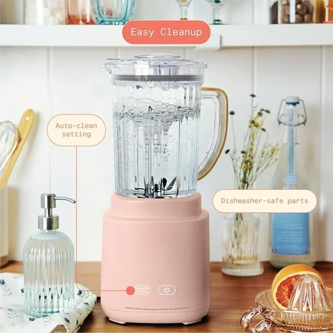 PowerExact Blender 700W with PrecisionSense Auto-Adjust Dual Jar System 4 Preset Programs Dishwasher Safe Parts (Rose)
