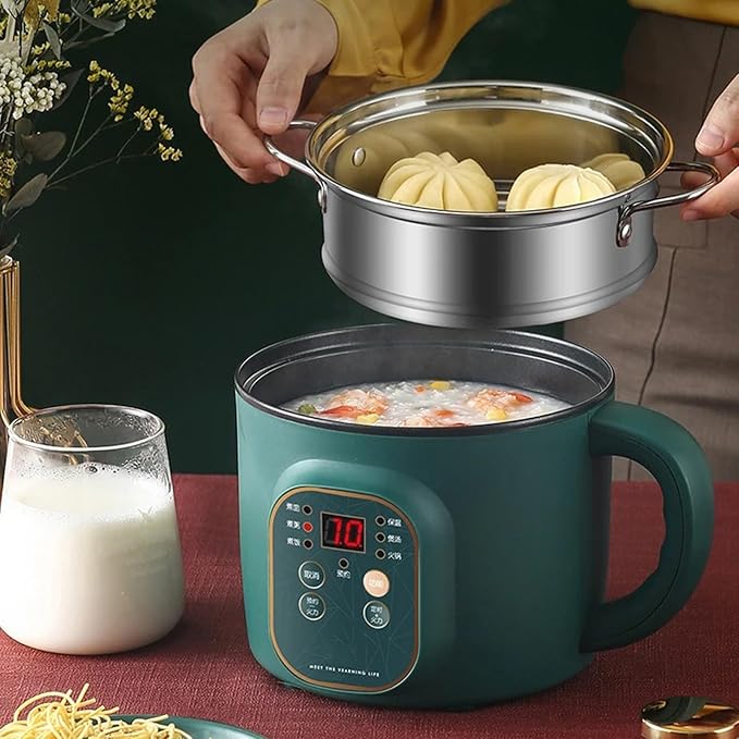 GRFIT Electric Cooking Machine 1.7L Rice Cooker Mini Soup Pot Food Steamer Multi-function Wok Hot Pot Porridge Maker (Color : Green Smart) jinyi2016SHOP-1998