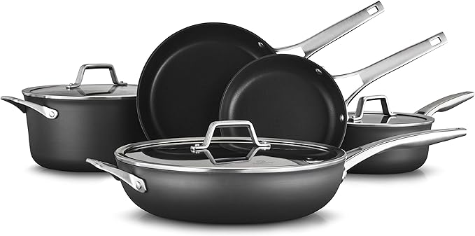 Calphalon Premier Space-Saving Nonstick Cookware Set 6-Piece Stackable Hard-Anodized Aluminum