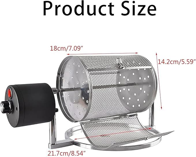 Drum Coffee Bean Roaster MachineMovable Lock SafeAdjustable Rotation Speed Stainless Steel Coffee Bean Roaster for Raw Beans