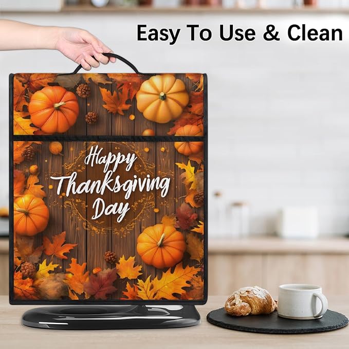 cfpolar Kitchen Aid Mixer Cover Compatible with 6-8 Quarts Thanksgiving Pumpkin Fall Leaves Stand Mixer Cover Kitchen Aid Mixers Accessories Appliance Organizer Bag Dust Covers with Zipper Pocket
