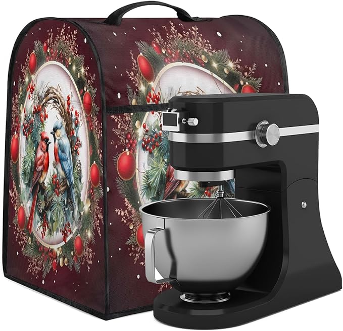 cfpolar Kitchen Aid Mixer Cover Compatible with 6-8 Quarts Christmas Ball Cardinal Stand Mixer Cover Kitchen Aid Mixers Accessories Appliance Organizer Bag Dust Covers with Zipper Pocket