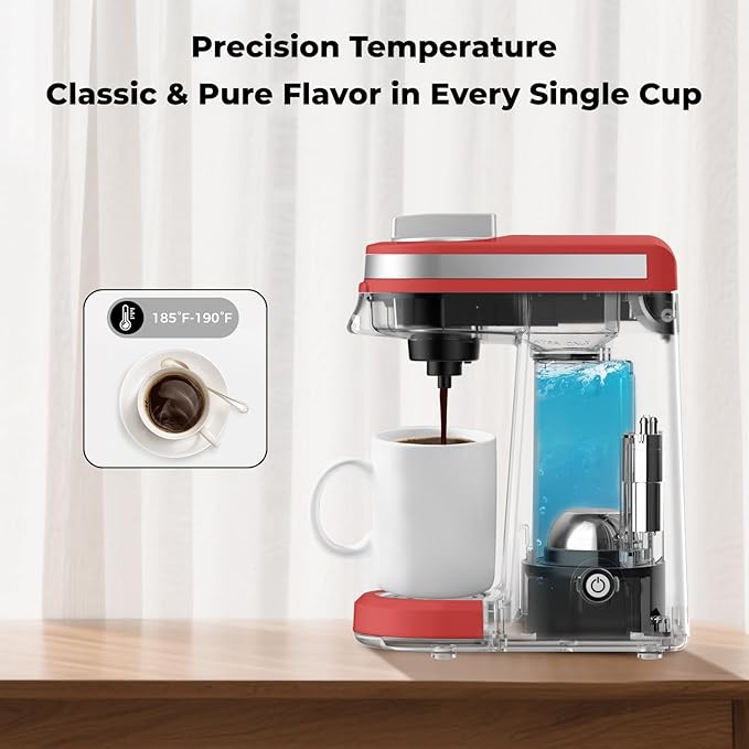 CHULUX Mini Coffee Maker for K Capsule Single Serve Coffee Maker for One Cup Americano Lightweight Pod Coffee Machine Red