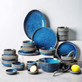 Stylish Dinner Set for Restaurant and HomeCeramics Dinner SetsBowl/Dish/Spoon|Gradient Texture Dinnerware Set Retro Kiln Glaze Porcelain Combination Set 22 Pieces Kitchenware