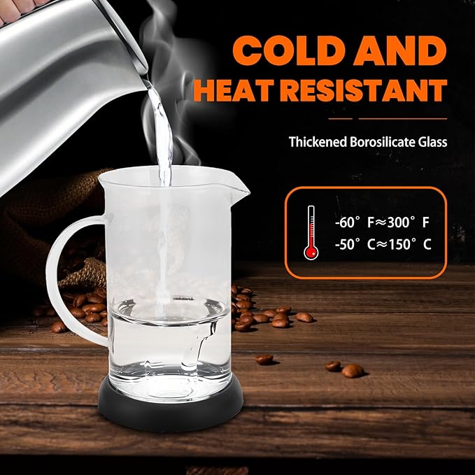 Topyond French Press Glass Coffee Maker Heat-Resistant Glass 20oz Bamboo Lid Coffee Press Tea Press for Loose Tea with Brewer Filtering Function for Home and Office (600ml