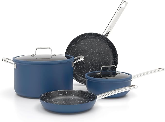 DishDelight Pots and Pans Set Nonstick Ceramic Kitchen Cookware Sets Nonstick Induction Cookware Cooking Pan Set with Frying Pans Saucepans Added Plasma Diamond Blue