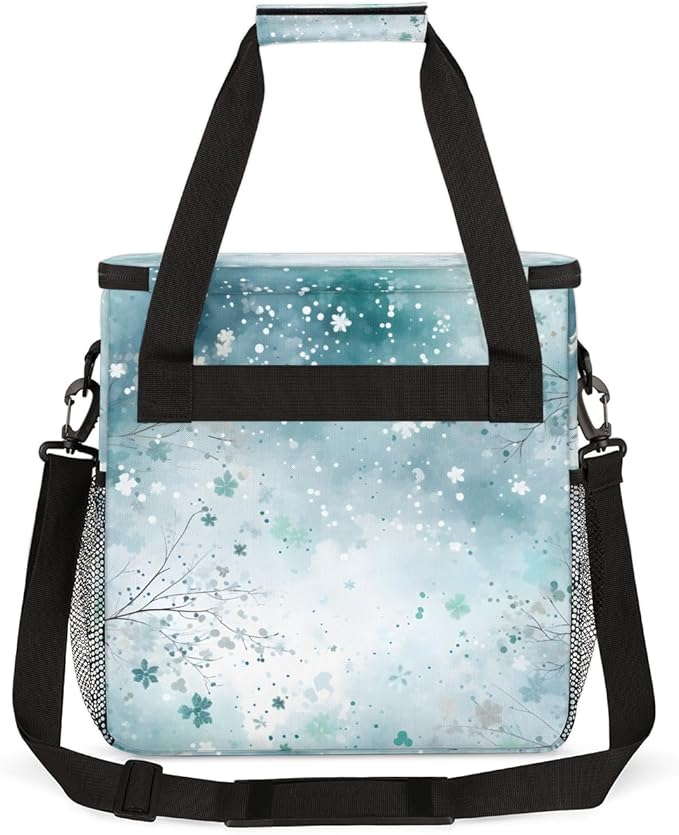 Glitter Coffee Maker Carrying Bag Blue Snow Portable Travel Storage Tote Bag Compatible with K-Mini or K-Mini Plus Single Serve Coffee Brewer Carrying Case with Multiple Pockets &amp Shoulder Strap