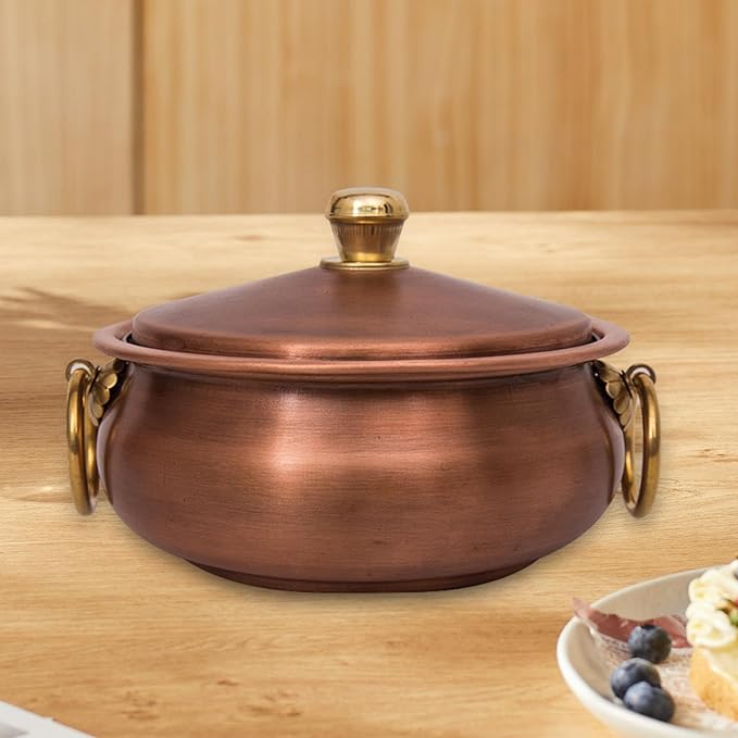 YIJU Handcrafted Copper Pot Cookware Set for Home And Camping 16cm Dia