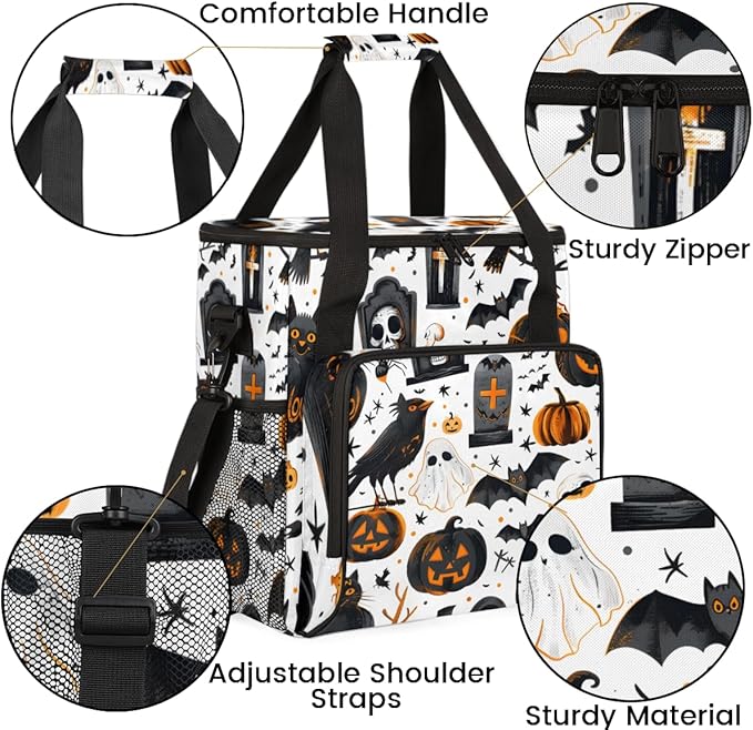Magical Pumpkin Coffee Maker Carrying Bag Gothic Pumpkin Travel Storage Bag Compatible with K-Mini or K-Mini Plus Single Serve Coffee Brewer Carrying Case with Multiple Pockets &amp Shoulder Strap