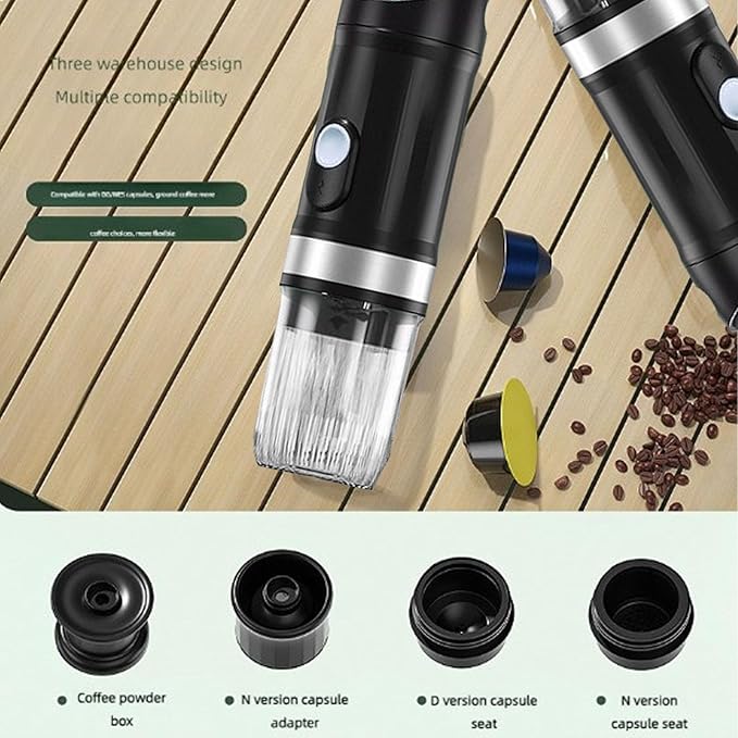 1PCS Portable Capsule Coffee Machine Mini Self Heating 20Bar High Pressure Extraction Single Serve Coffee Maker for Outdoor Travel Home Office Use