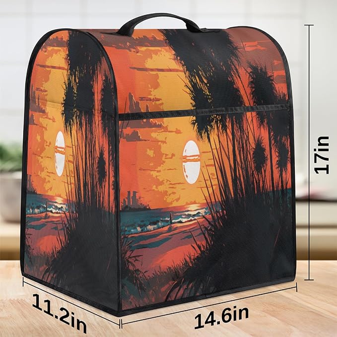 cfpolar Kitchen Aid Mixer Cover Compatible with 6-8 Quarts Sunset Ocean Palm Trees Stand Mixer Cover Kitchen Aid Mixers Accessories Appliance Organizer Bag Dust Covers with Zipper Pocket