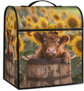 Kitchen Aid Mixer Cover Sunflowers Cute Highland Cow Stand Mixer Cover Compatible with 6-8 Quarts Stand Mixers Dust Covers with Zipper Pocket Foldable Washable Kitchen Aid Organizer Bag
