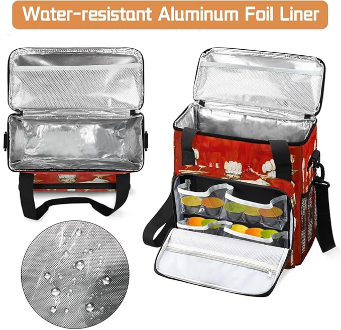 Chef Food Oil Painting Coffee Maker Carrying Bag Coffee Machine Travel Storage Bag Compatible with K-Mini or K-Mini Plus Portable Single Serve Coffees Brewer Case with Pockets for K-Cup Pods