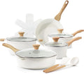 Ceramic Nonstick Pots and Pans Set 11Pcs Healthy Non Stick Cookware Set with Pots Protectors Induction Kitchen Cookware Sets White