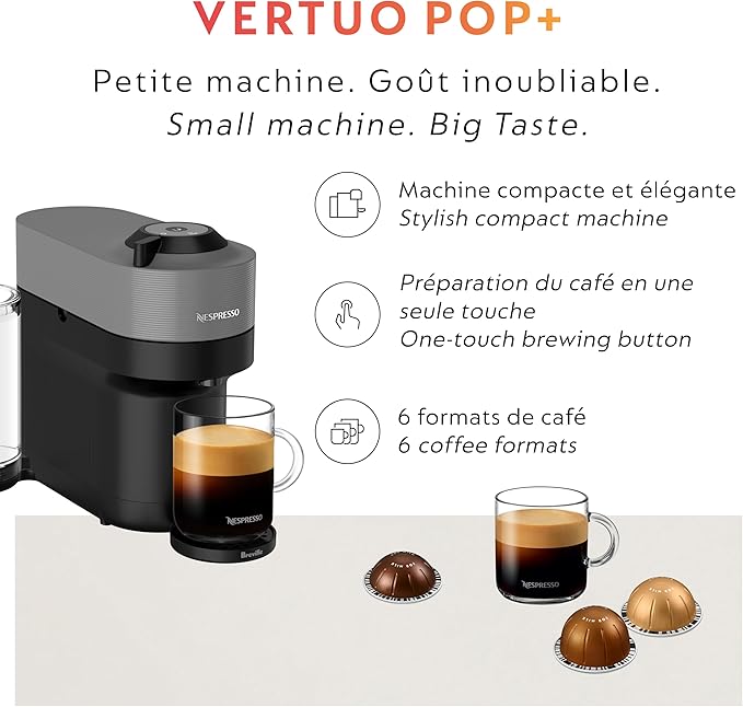 Nespresso Vertuo Pop+ Coffee and Espresso Maker by Breville Dark Grey