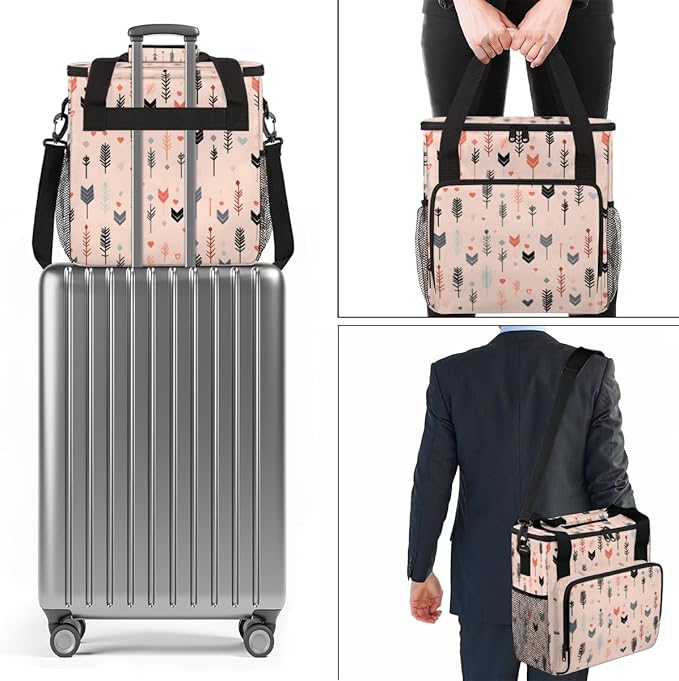 Aztec Feather Coffee Maker Carrying Bag Portable Travel Storage Tote Bag Compatible with K-Mini or K-Mini Plus Single Serve Coffee Brewer Carrying Case with Multiple Pockets &amp Shoulder Strap