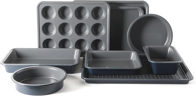 Calphalon Legacy 10 Piece PFA Free Nonstick Bakeware Set - Blue/Grey Interior