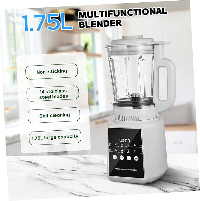 110v High-speed Blender for Smoothies and Juices Non-stick Food Processor with Self-cleaning Function Quiet Operation Touch Display for Home and Kitchen Use