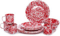 Enamelware Starter Set 16 piece Red/White Splatter